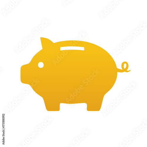 Golden yellow piggy bank icon symbolizing saving money investment and financial growth