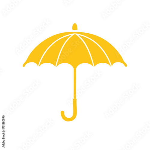 Bright yellow umbrella icon for protection from rain and sun