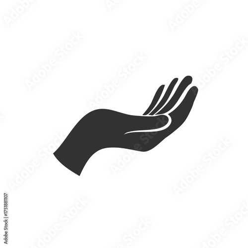 Open cupped hand silhouette icon representing charity, giving, and support