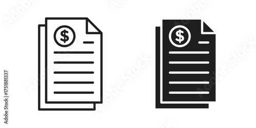 Bank statement icon. Monochrome simple icons for templates, web design