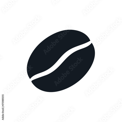 Single black coffee bean graphic icon. Minimalist flat vector design for a cafe menu or coffee shop logo