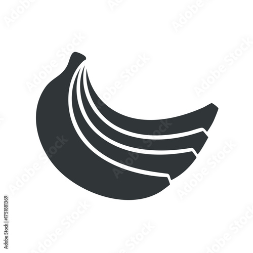 Stylized illustration of ripe bananas, featuring a simplified grayscale design, vector graphic, for healthy eating.