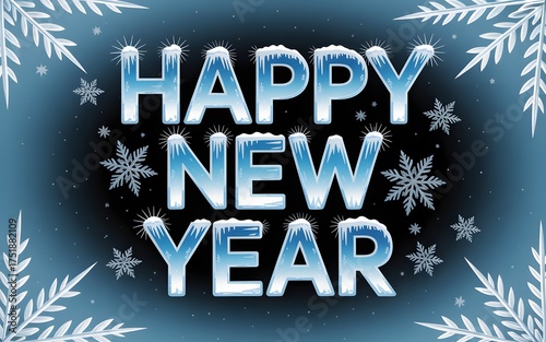 Happy New Year Festive Holiday Greeting Winter Season Celebration Design