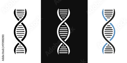 DNA icons set, deoxyribonucleic acid symbol, Structure molecule chromosome, genetic sign, medical genetics molecule business concept, vector illustration