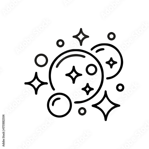 clean icon in thin line style, easy cleaning symbol on white background, vector illustration