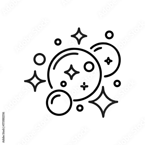 clean icon in thin line style, easy cleaning symbol on white background, vector illustration
