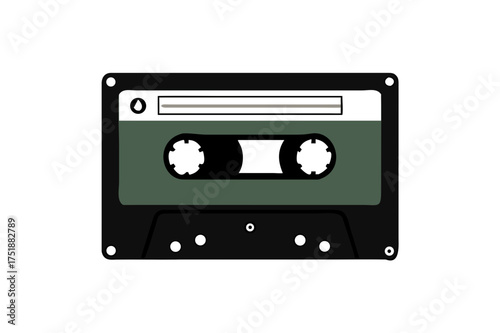Old music cassette tape icon in flat style, isolated on white background, Retro music audio cassette, vector illustration