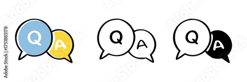 FAQ icon set, questions and answers thin line symbol, isolated on white background, vector Illustration