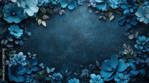 Floral border on dark textured backdrop.  Possible use  background, wallpaper