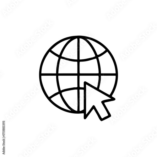 go to web icon symbol, go to web with hand cursor vector flat design Illustration. for app, web design and business concept.