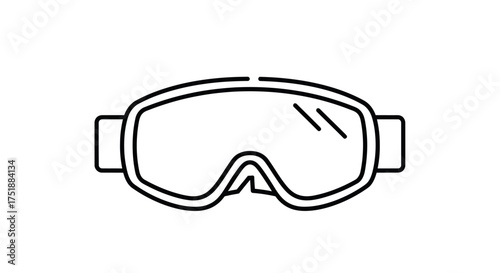 Minimalist Line Art of Ski Goggles with Strap.