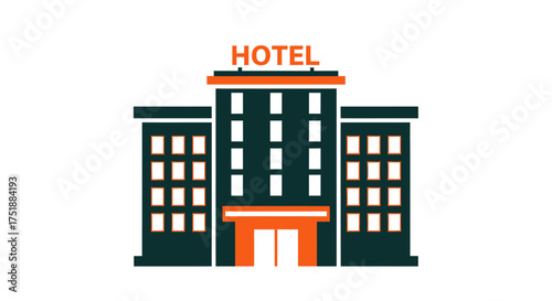 Modern Hotel Building with Signage and Multiple Windows.