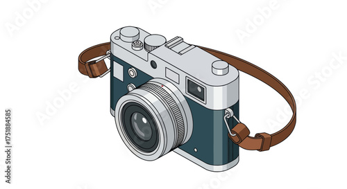 Vintage Rangefinder Camera with Leather Strap.
