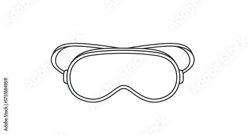 Simple Line Art Drawing of Protective Goggles Outline.
