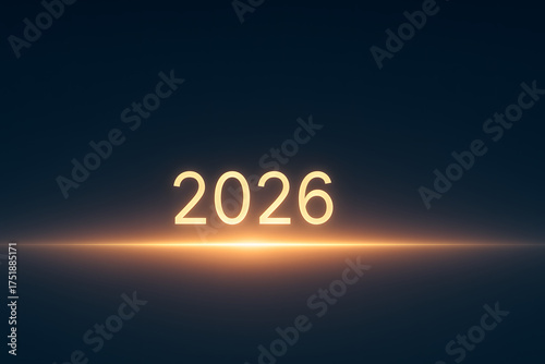 Glowing 2026 Number on Dark Abstract Background
