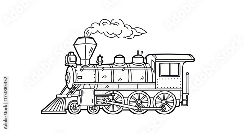 Vintage Steam Locomotive with Plumes of Smoke.