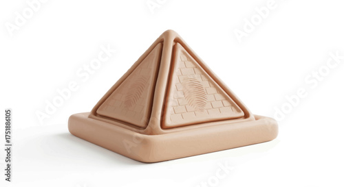 Triangular Sandwich Pyramid with Chocolate Filling on a Wooden Stand.