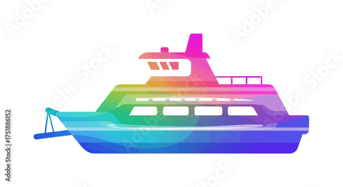 Colorful Yacht with Rainbow Gradient and Multiple Levels.