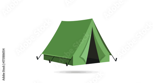 Green A-Frame Camping Tent with Open Entrance.