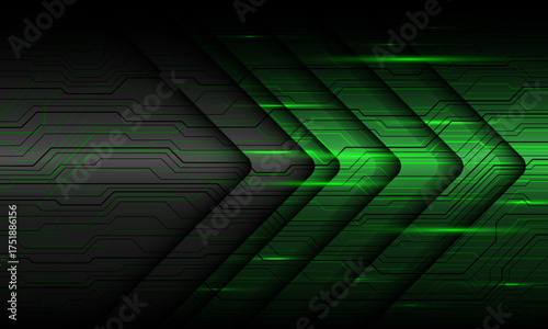 Abstract green metallic arrow direction cyber geometric design modern technology futuristic background vector