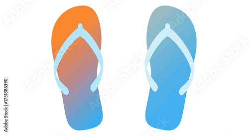 Two Colorful Gradient Flip-Flops with White Straps.