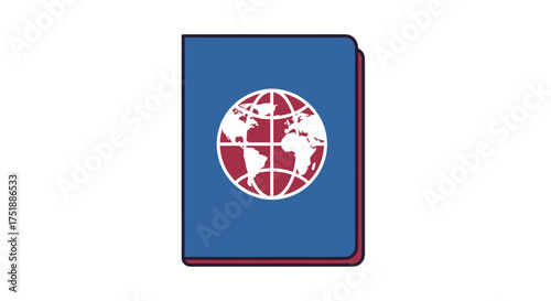 Blue passport with a globe emblem symbolizing international travel and identity.