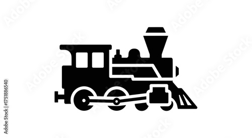 Black silhouette icon of a classic steam locomotive train.