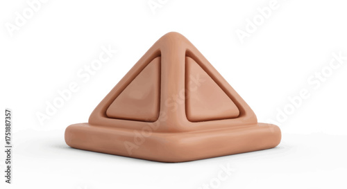 Cushioned Terracotta Pyramid Block with Rounded Edges.