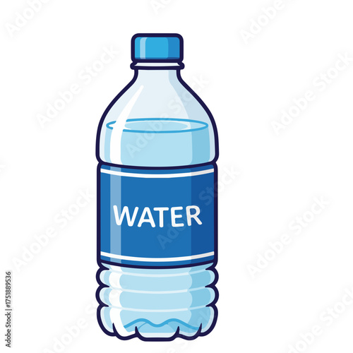 Cartoon Style Detailed Water Bottle Isolated Object Clip Art Illustration