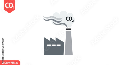 Factory emitting CO2 symbolizing pollution and environmental concerns.