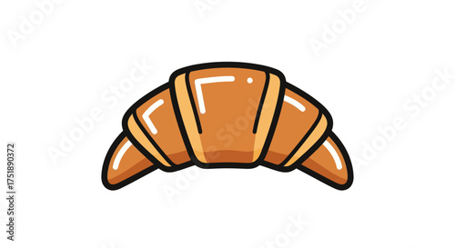 Cartoon Golden Brown Croissant Pastry Illustration.