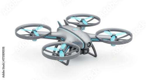 A sleek modern quadcopter drone with illuminated propellers.