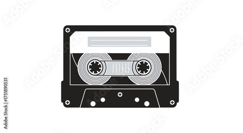 Classic Retro Audio Cassette Tape Illustration with Reels.