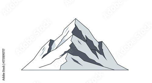 Snowy Mountain Peak Illustration with Jagged Edges and Shaded Details.