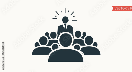 Vector Illustration of a Leader Guiding a Team.