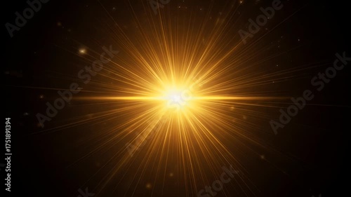 Golden Starburst Light Effect Background with Particles