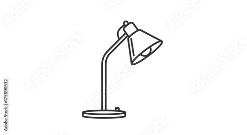 Simple Desk Lamp Illustration with Adjustable Arm and Conical Shade.