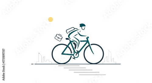 Cyclist with Backpack Delivering Packages on Bicycle.