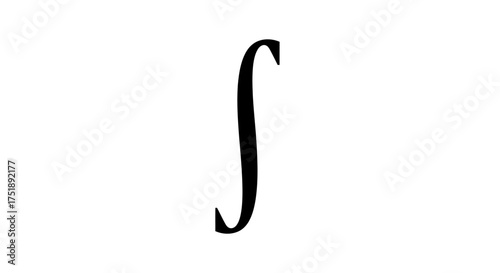 Elegant Black Integral Symbol on White Background.