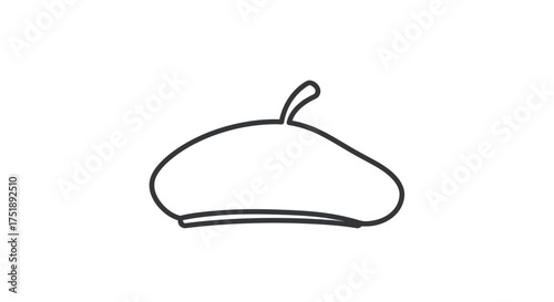 Simple Line Drawing of a Classic Beret Hat.