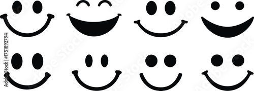 smile icon set emotion face vector