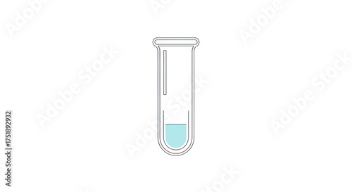 Simple Line Drawing of a Laboratory Test Tube with Blue Liquid.