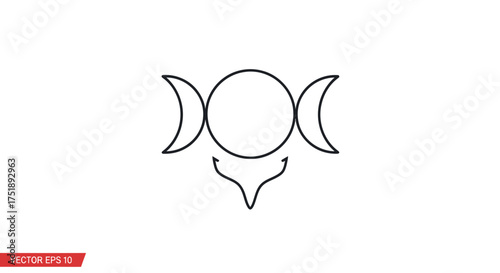 Simple Black Outline of Triple Moon Symbol.