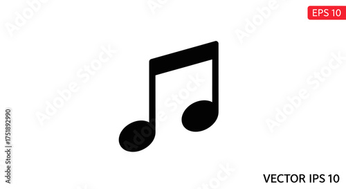Black eighth note musical symbol with a stem and flag.