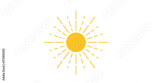 Stylized Yellow Sun with Radiant Light Rays.
