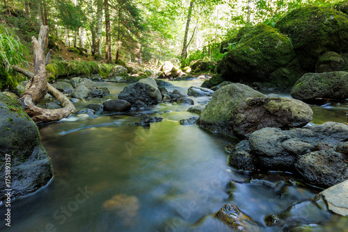 Landscape of the Chiloza waterfalls in Auvergne, France