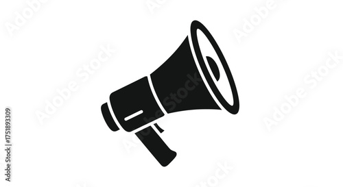 Black Silhouette of a Megaphone Communication and Announcement Tool.