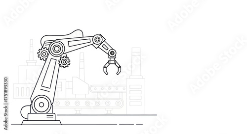 Robotic Arm Outline: Industrial Automation and Manufacturing Technology.