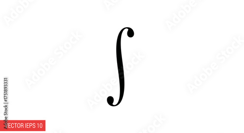 Black Integral Symbol on White Background Mathematical Concept.
