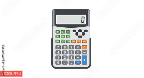 Simple Calculator with Display Showing Zero Featuring Green Orange and Blue Buttons.